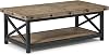 Homestyles Brown Rectangular Coffee Table with Metal Frame and Exposed Bolt Heads