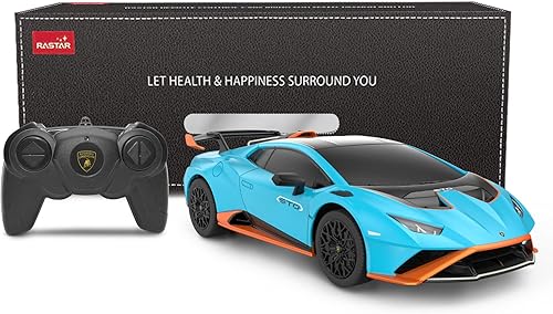 Miniatura 9 de RASTAR by Lamborghini Huracan STO RC Car 124 Escala Control Remoto Coche, Vehículo Modelo RC para Niños Negro RC - Azul