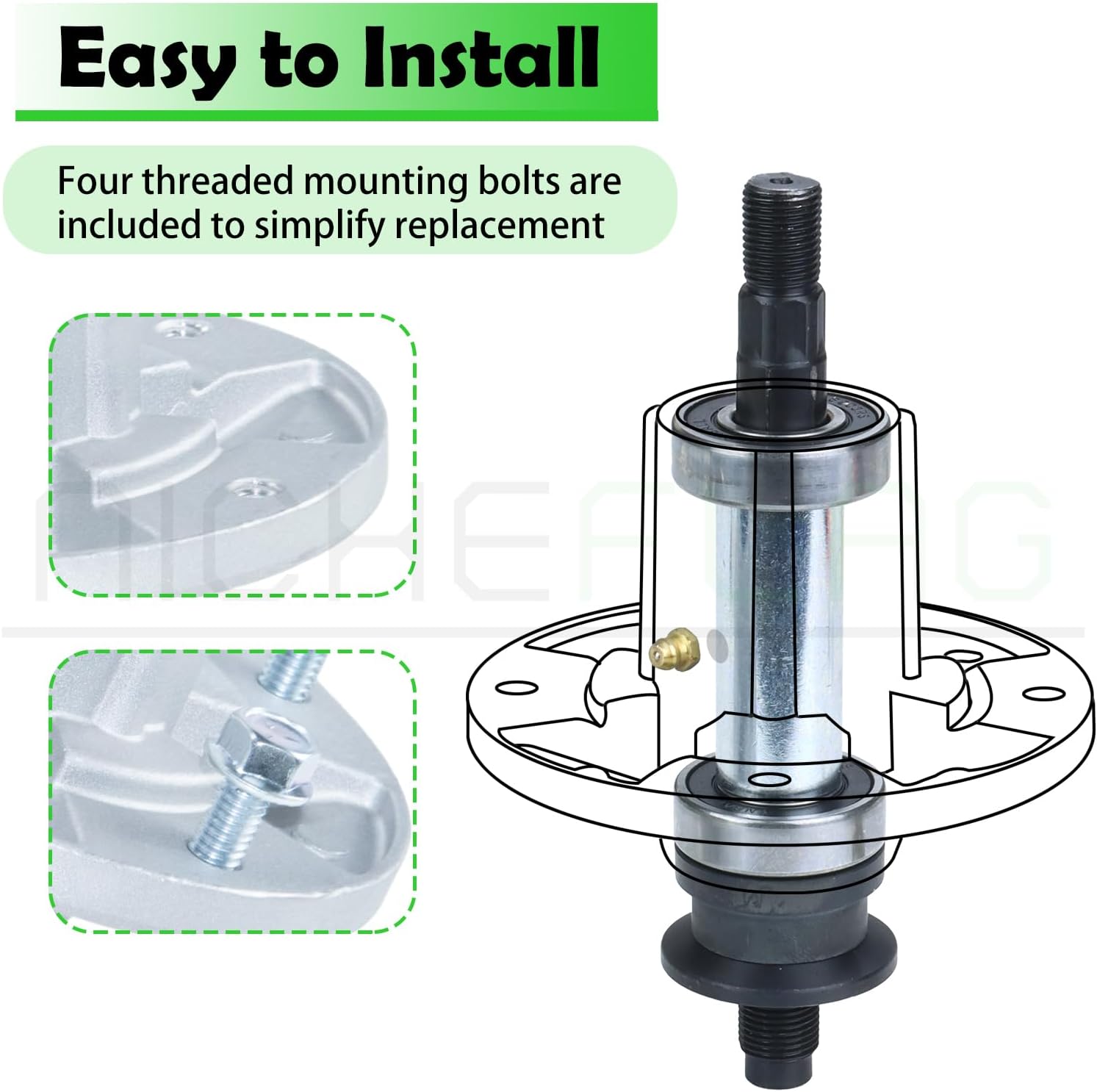 GY21098 Spindle Assembly Replaces AUC15811 GY20454 GY20962 for John Deere 42" 48" D140 D110 D130 D105 LA145 LA115 D125 LA105 E100 E130 E140 D100 D160 E170 LA130 LA110 LA135 E120 LA120 Decks