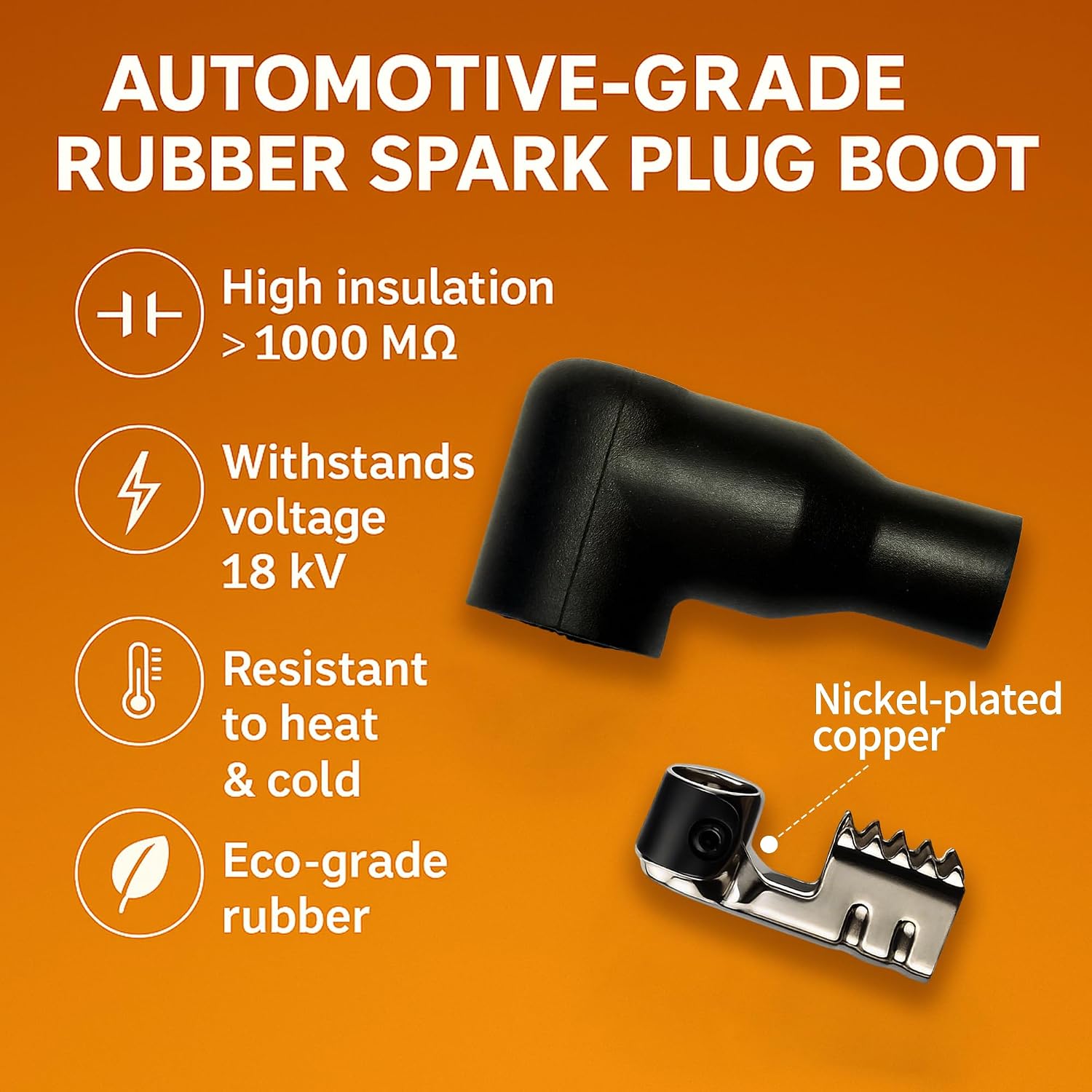 VOLTIZER 66538S Spark Plug Boot Kit with Copper Terminal & Insulation Sleeve, Replaces Briggs & Stratton 66538S 4124 493880 493880S, Fits Most 3.5–6.5HP Mower Engines