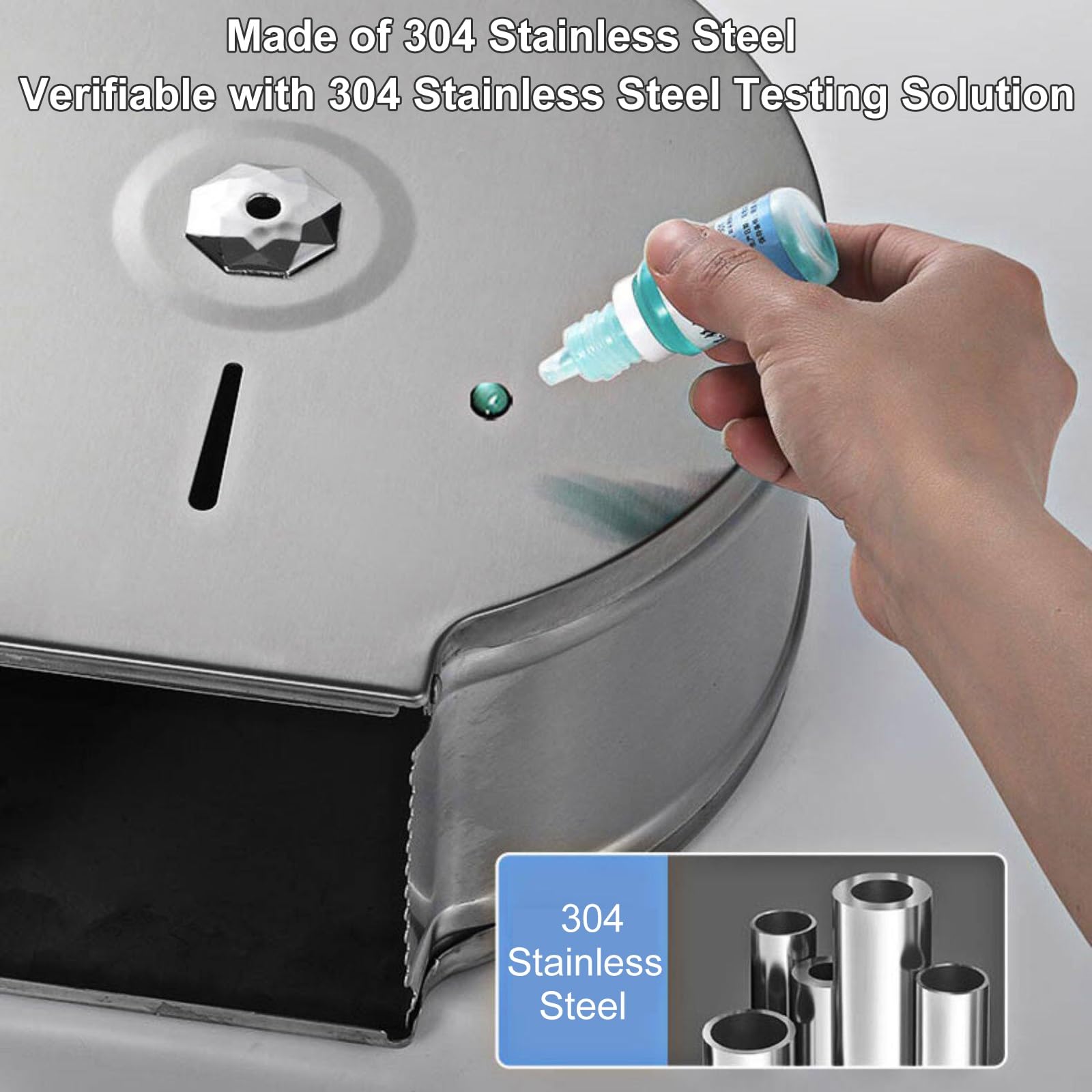 Dispensador de papel higiénico comercial de acero inoxidable con bloqueo antirrobo, soporte de pared, dispensador de rollos de papel para baños e instalaciones públicas (negro)