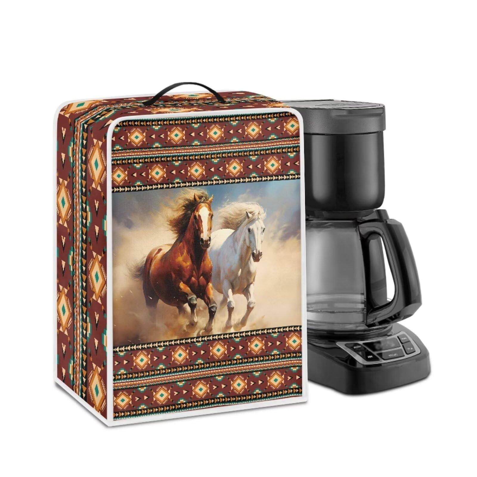 Horse Aztec Coffee Maker Cover Coffee Machine Dust Cover Lightweight Coffee Pot Cover Stain Resistant Kitchen Accessories Decor Easy to Clean