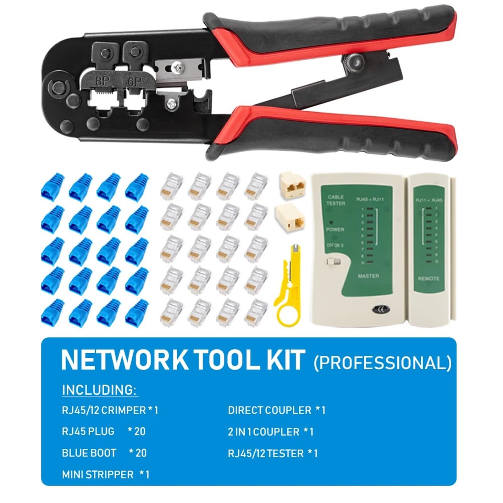 AVIMYA Ethernet LAN RJ12 RJ11 RJ45 Crimpatrice a cricchetto Cavo di Rete Crimpatrice Pinza spelafili for Spina modulare 8P 6P (Color : 1KT-6820)