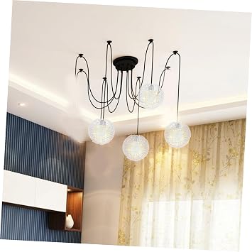 Glass Lamp Shade Replacement Globe Pendant Light Cover with Silver Aluminum Wire Frame Transparent Glass Shade for Living Bedroom Study Bar Cafe Lighting Fixture