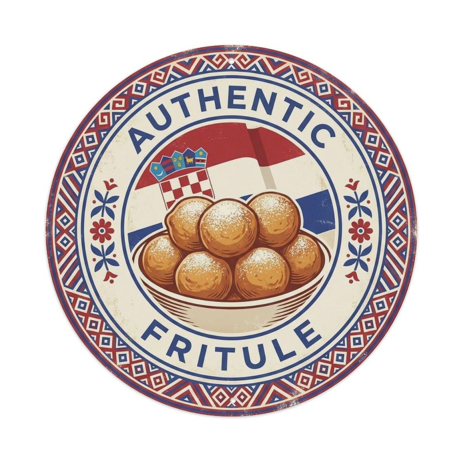 Croatia Travel Fritule Croatian Dessert Cuisine Metal Tin Sign