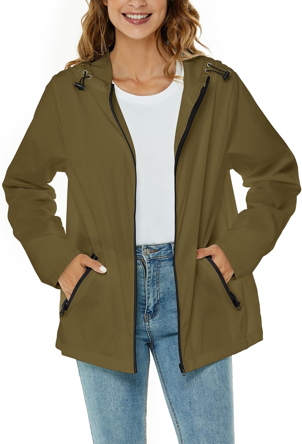 Avoogue Women's Short Lightweight Packable Raincoat with