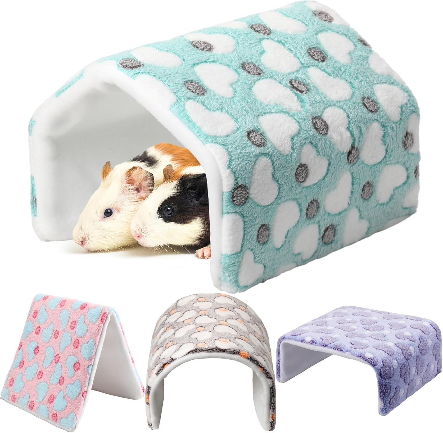 Peryiter 4 Pcs Guinea Pig Tunnel Foldable Guinea Pig