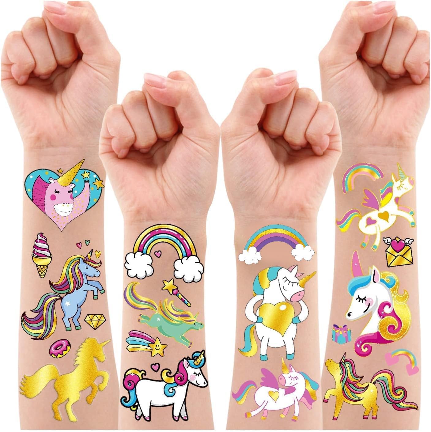 Tatuaggi Temporanei Unicorn Glitter Per Ragazze - 110 Pezzi Per Feste Compleanno E Bomboniere - Foto 9