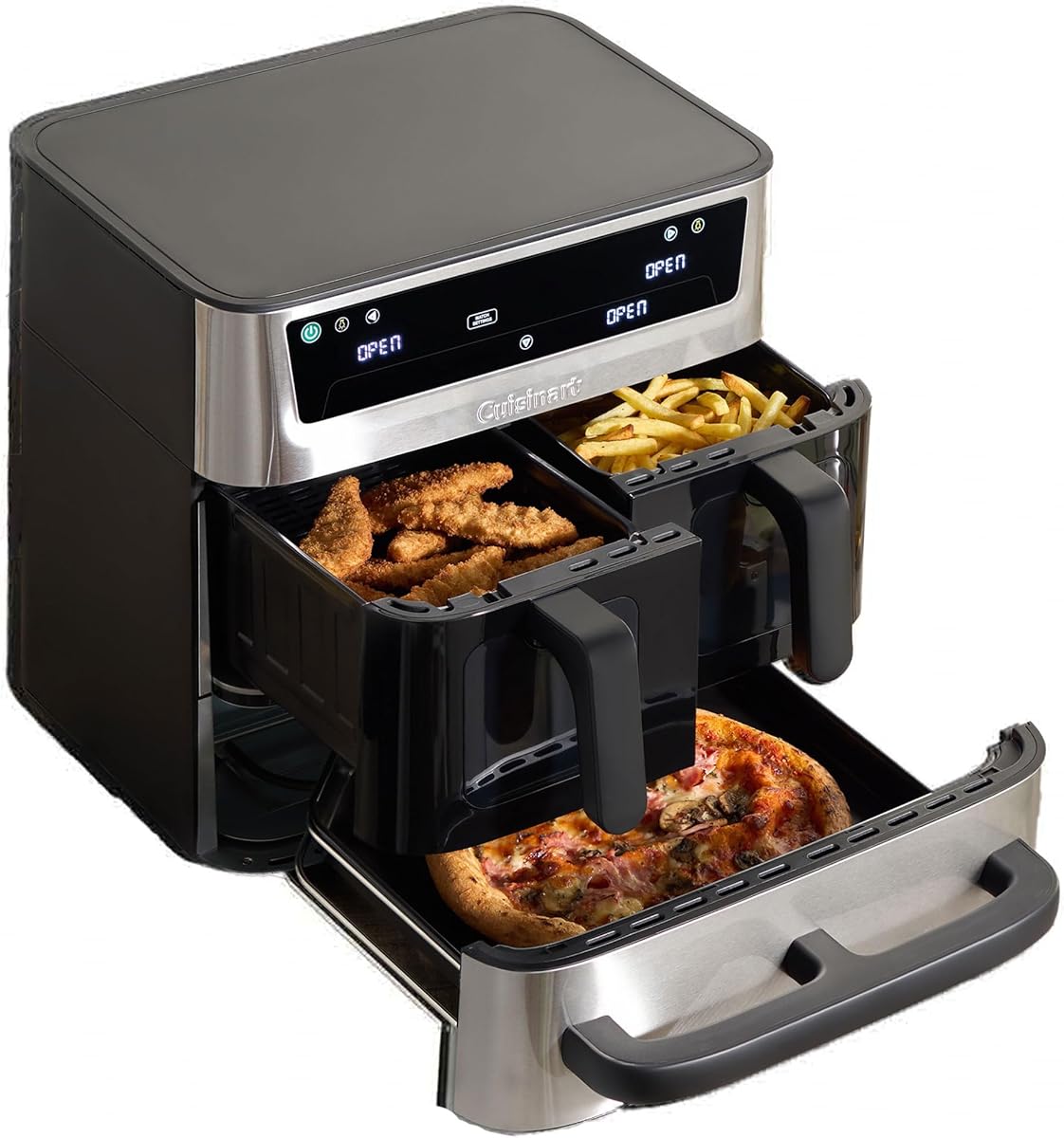 Cuisinart Tri Zone 13.6L Air Fryer & Oven Stainless Steel | PFAS-Free | XXXL capacity | 3 Independent Cooking Zones | Dual 4.3L Air Frying Baskets + 5L Oven Drawer | 9-in-1 Cooking Functions
