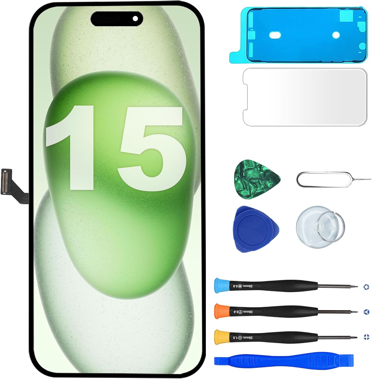 MP+ for iPhone 15 Screen Replacement,[FHD][COF][Face ID] Touch Display Digitizer Assembly with Repair Tools Kit,Waterproof Tape