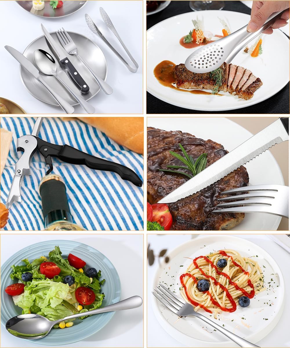 Set Vaisselle Camping 2 Personnes, 14 Pcs Couvert Camping INOX avec Fourchette Cuillère Couteau Assiette Serviette de Table, Kit Camping Vaisselle avec Sac, Set Pique Nique