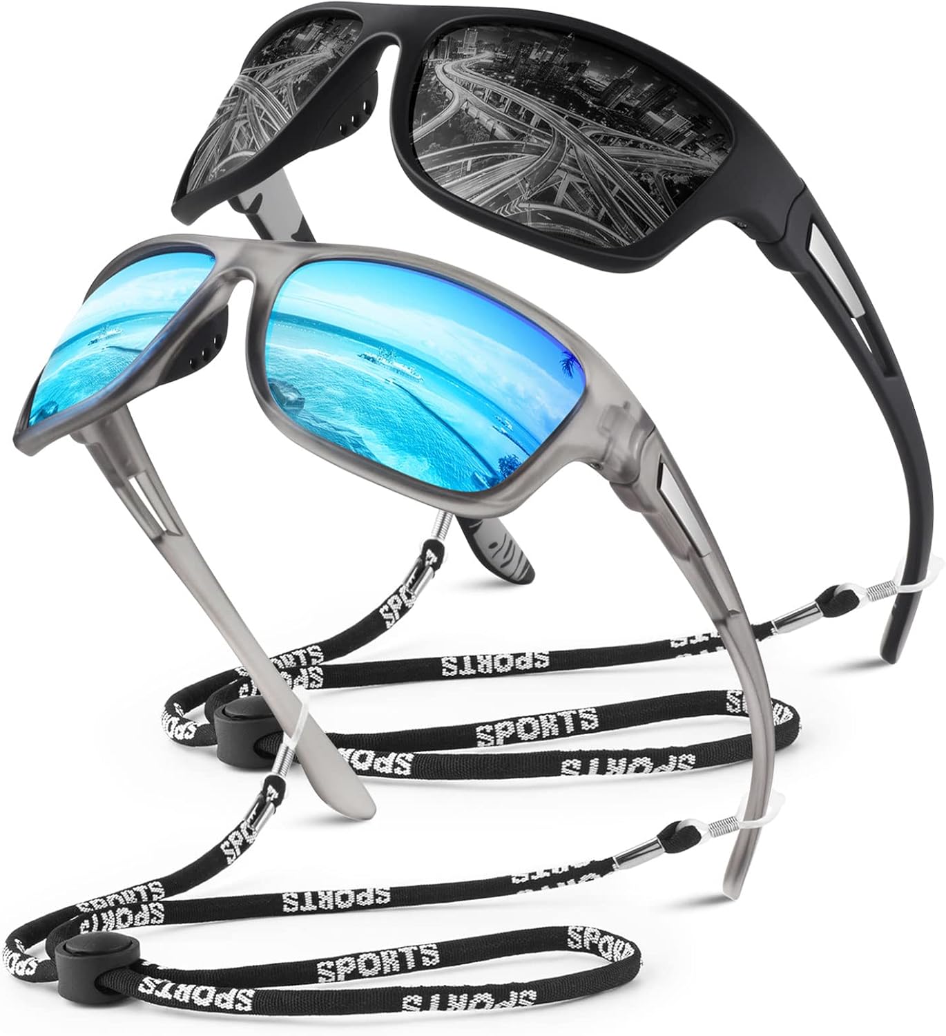 WEAROYO Polarized Sports Sunglasses for Men Women,Fishing Driving Rectangular Goggles UV400 Protection