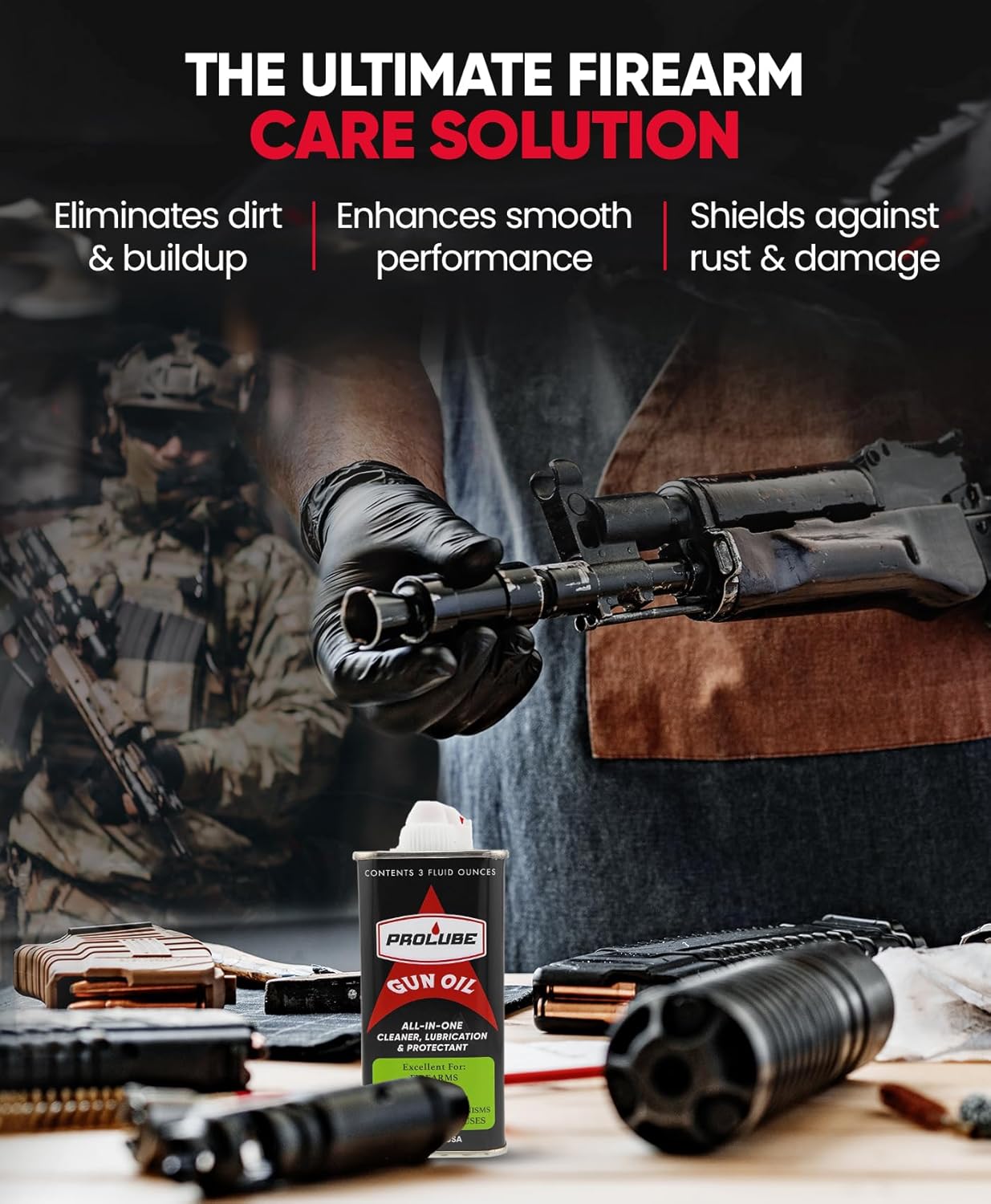 Prolube Gun Oil Bottle 3 OZ - Gun Lubricant for Firearms - Cleans, Lubricates & Protects Shotguns, Hunting Rifles & Tools - Reduces Friction & Resists Corrosion