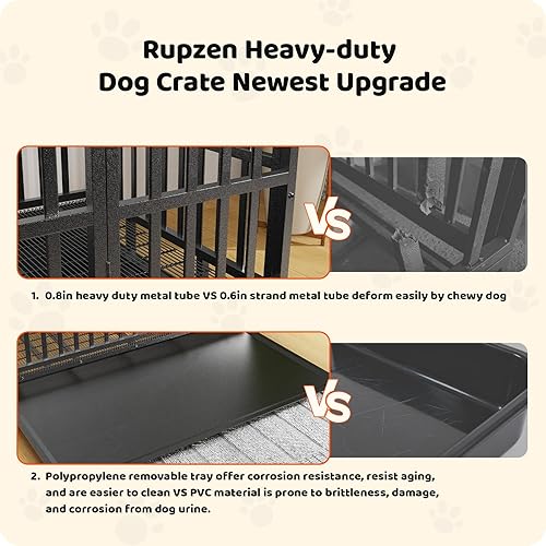 Miniatura 3 de Jaula para Perros Indestructible de Servicio Pesado de 78 pulgadas con Bandejas Removibles, Puerta Doble a Prueba de Escape para Perros con Alta