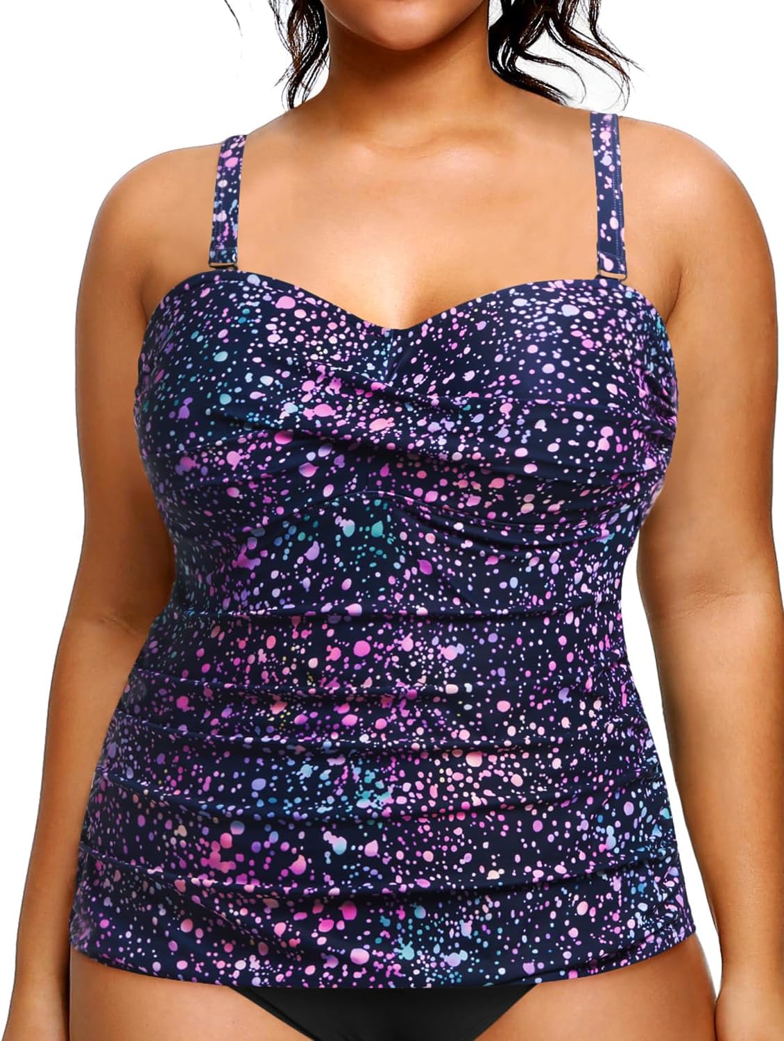 Aqua Eve Plus Size Tankini Top Only Bandeau Swim Top Strapless Swimsuit Top Twist Front Bathing Suit Top No Bottom