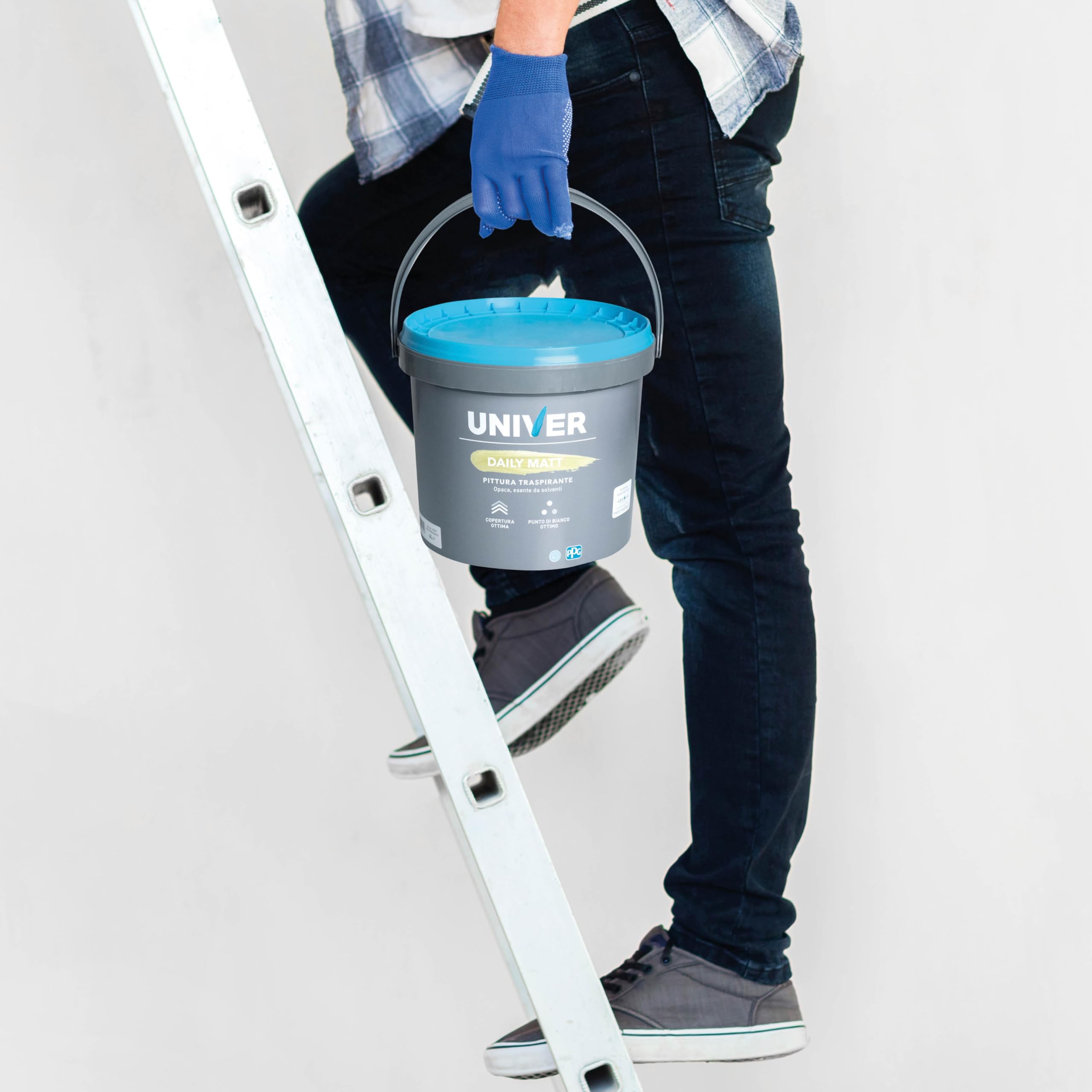 Pittura Bianca per Interni Lavabile 4 Litri Classe A+, Vernice Bianca per Muro Interno Traspirante Opaca ad Alta Copertura, con Pennello Plafone 10x4cm e Nastro per Mascheratura, Kit Pronto Uso