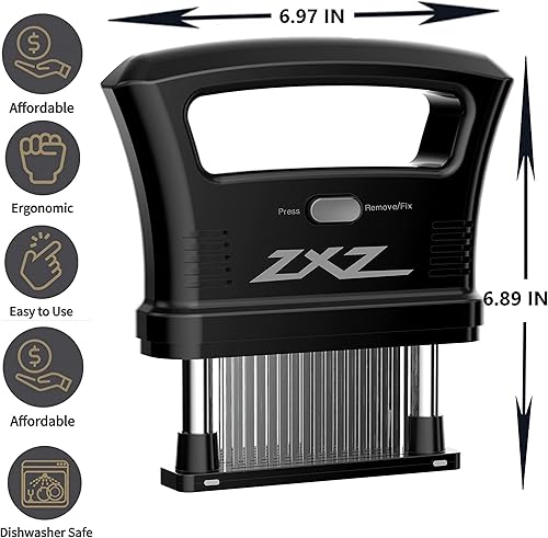 Miniatura 2 de ZXZ Ablandador de carne Mango grande fácil de sostener  Hoja de acero inoxidable 48 desmontable  Fácil de usar y limpiar (negro)