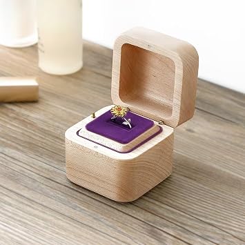 SOFTALK Vintage Wood Ring Jewelry Box Propose Musical Boxs Gifts for Proposal Engagement Wedding Christmas Birthday Valentines Day Maple Wood, Tune ; You are my sunshine