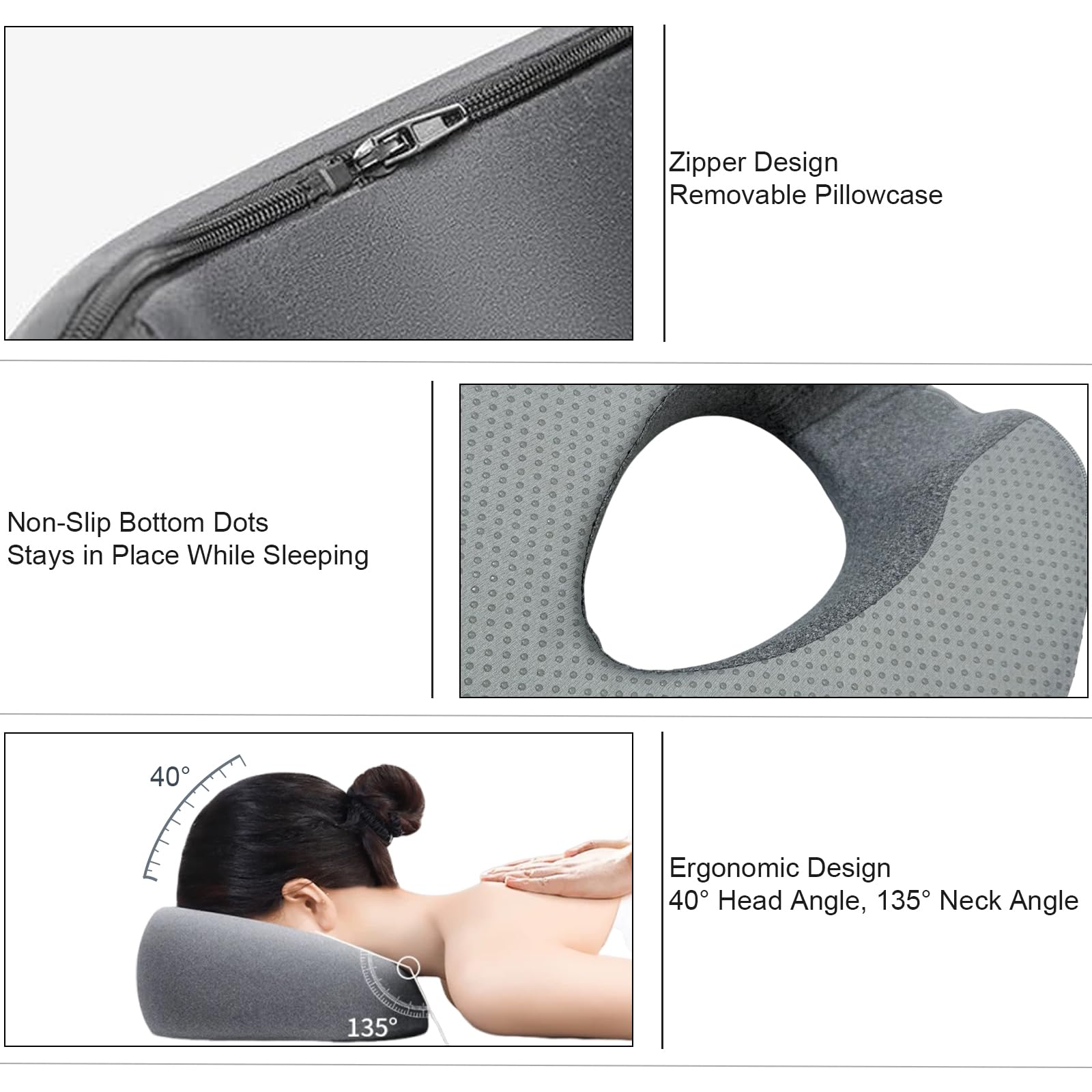 GYWHOFUL - Cojín de masaje de espuma viscoelástica, cojín ergonómico para cama de masaje, almohada de masaje con agujero para la cabeza, reposacabezas con funda extraíble, ideal para spa, salón y