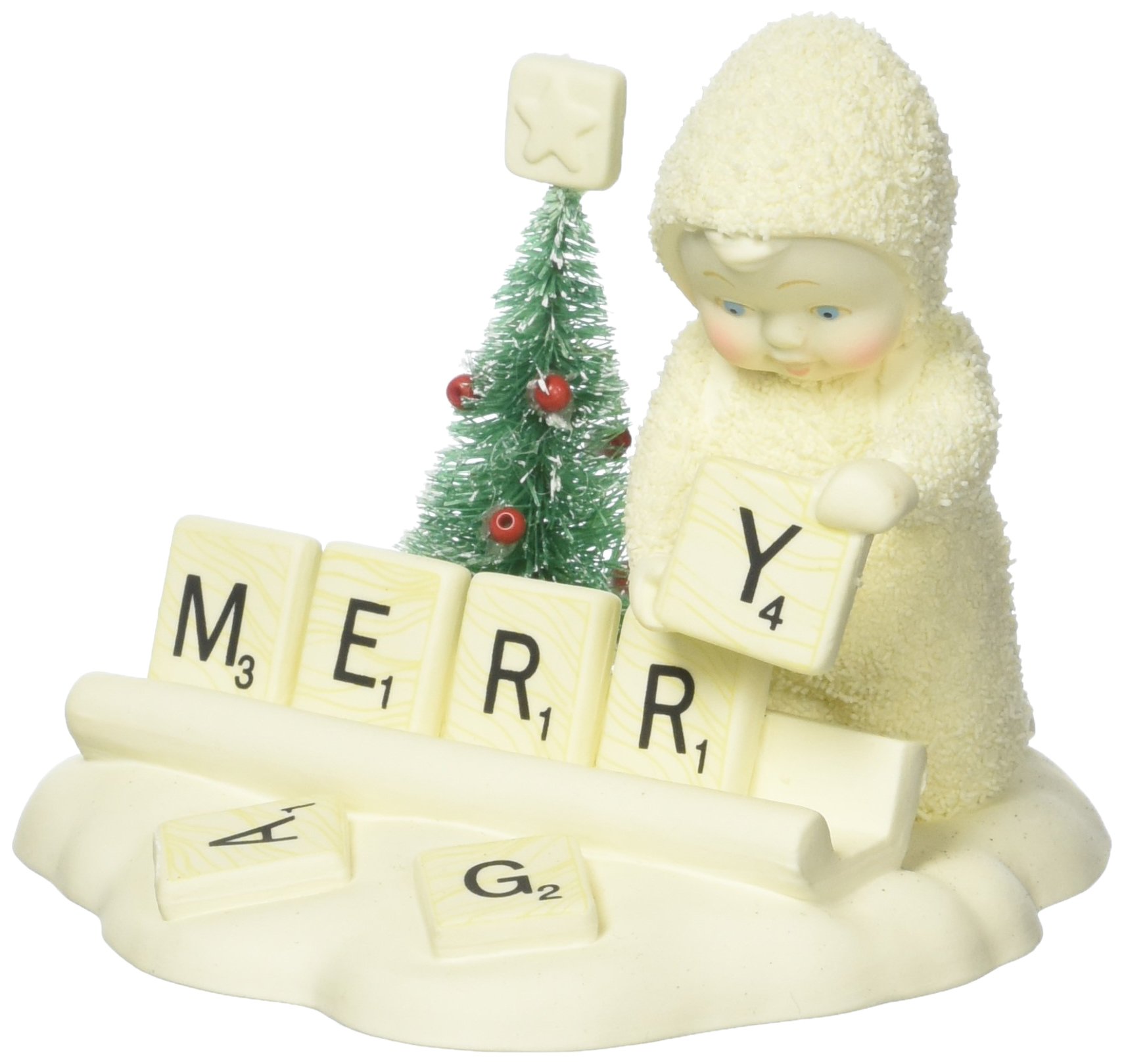 Department 56 Snowbabies “Christmas Scrabble” Porcelain Figurine, 3.4”