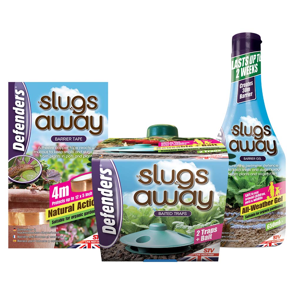 Defenders COM002 Slugs Away, Poison Free Slug Control Kit, Inc Repellent Gel, Tape and Traps, Multi-Colour, 30.4x10.5x1.1080 cm