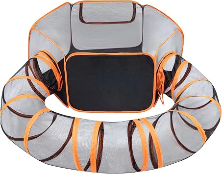 Holdfiturn Pet Tunnel Cat with Tent,Cat Enclosure Tunnel Protable,Foldable Small Outdoor Animal Playpen,Dog Playpens Indoors for Hamster, Guinea Pig, Rabbit 2 in 1