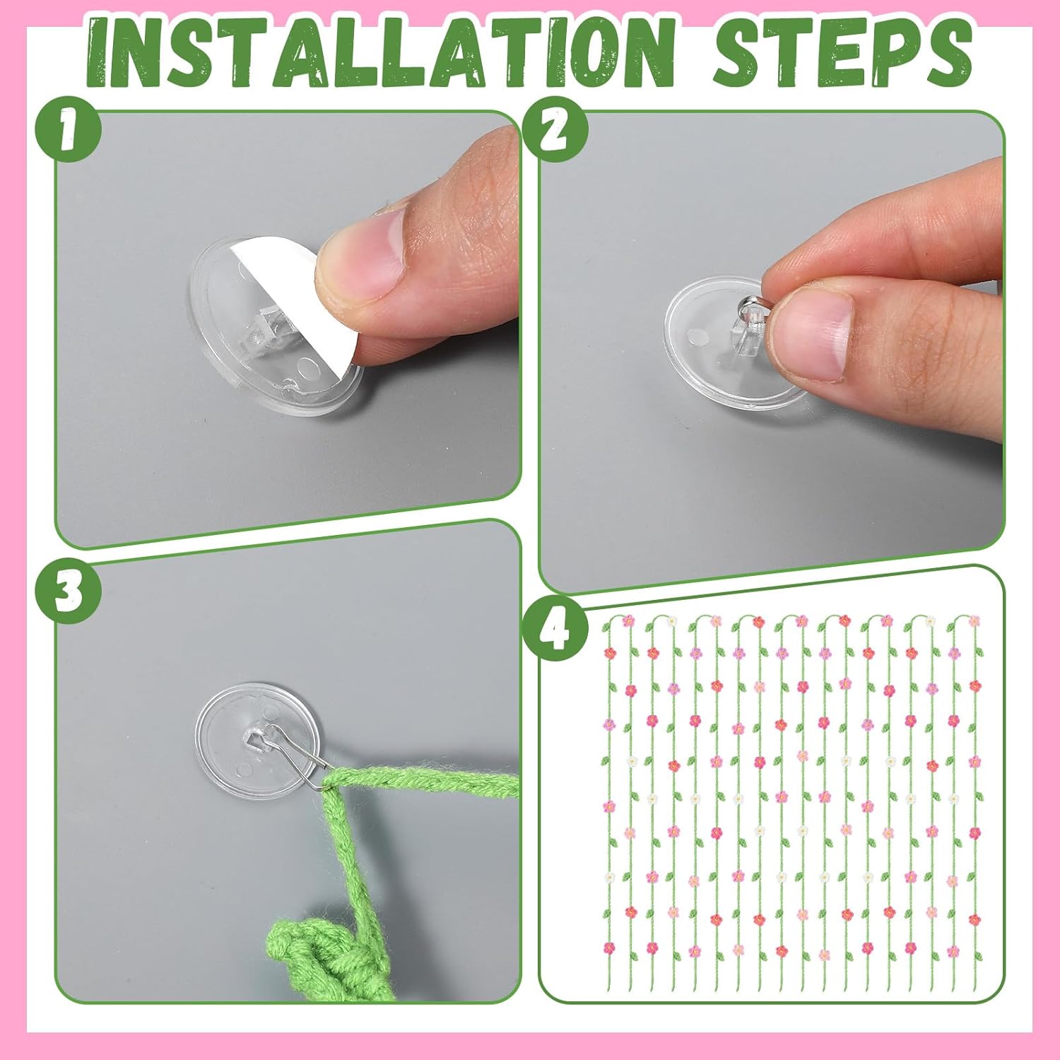 12 Pcs Handmade Crochet Flower Garland Decor Knitting Spring Floral Garland Hanging Ornaments Boho Door Curtains Decoration for Backdrop Wall Window Fireplace Bedroom Birthday Wedding Party