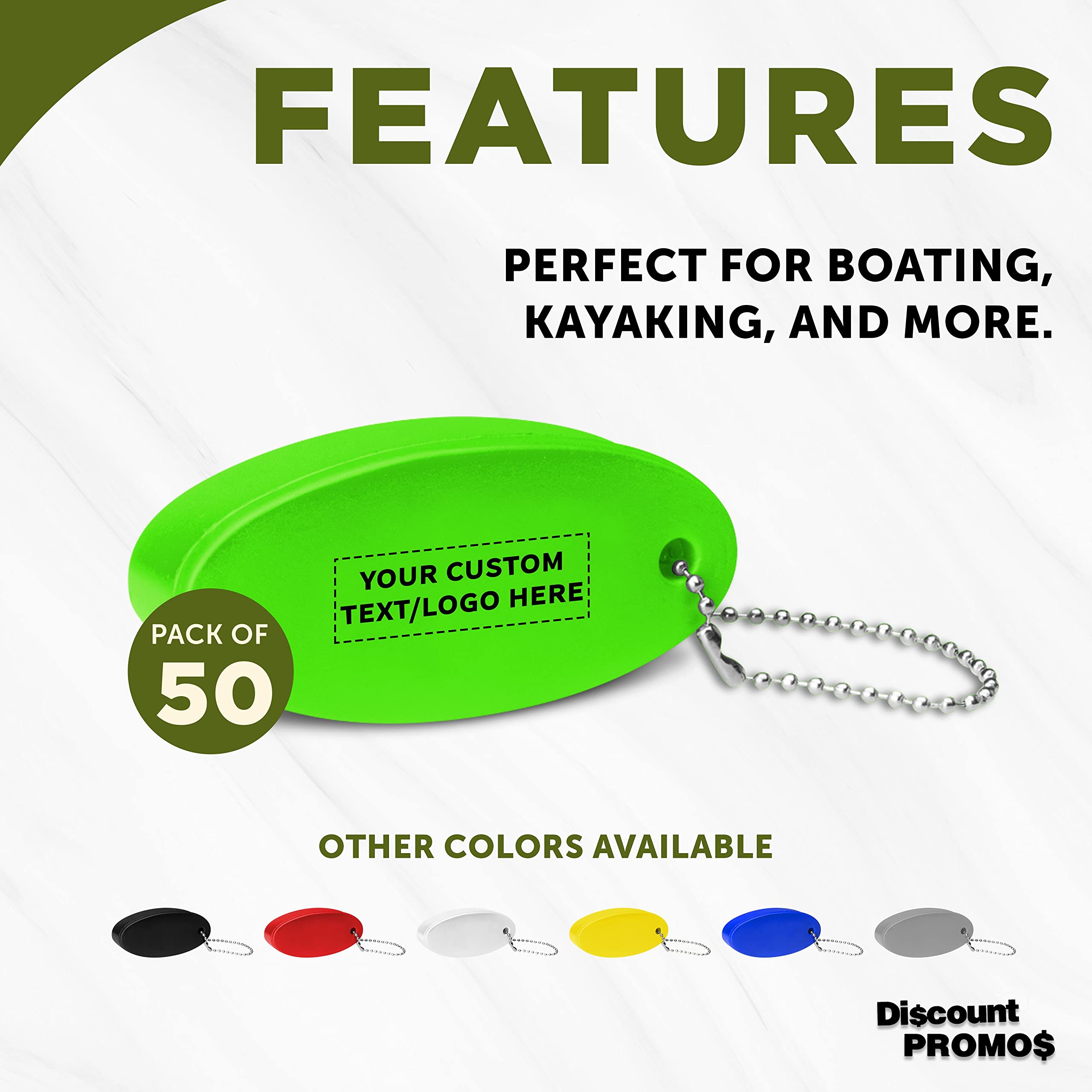 DISCOUNT PROMOS 50 Boater Squeeze Relieving Keychains Pack - Customizable Text, Logo - PU Foam, Ball Chain - Lime Green