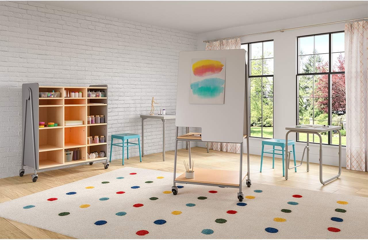 Safco AlphaBetter 2.0 Height â€“ Adjustable Student Desk with Swinging Footrest Bar, Sit to Stand, 22"-30", Pebble Gray Classroom and Home School Desk