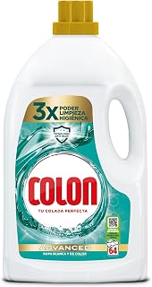 Colon Advanced Higiene - Detergente para Lavadora con activos higiénicos y elimina olores, adecuado para Ropa Blanca y de Color, formato Gel - 64 dosis, 3.2 l (Paquete de 1)