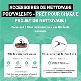 VONROC Brosse de Lavage Télescopique 6,5 m avec Arrivée Eau – Nettoyer Panneaux Solaires, Vitres, Façades et Véhicules – Kit Complet 2 en 1 - avec Tuyau, Raccord Universel - Nettoyage Puissant - 5