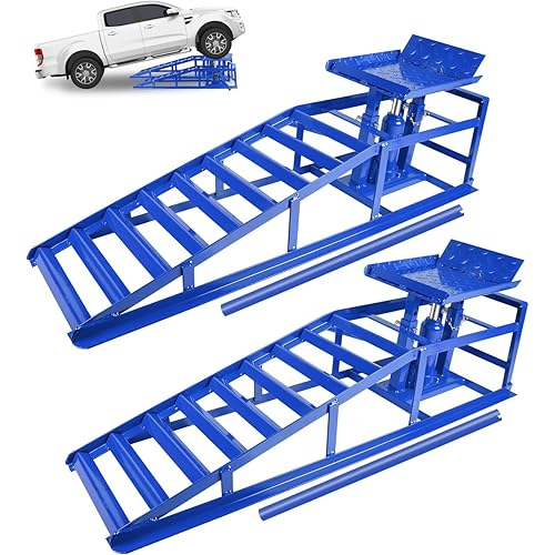 Hydraulic Car Ramps, 5T 11000lbs Low Pro-File Car Lift Service Ramps, Heavy Duty Steel Hydraulic Vehicle Ramps for Car Truck Trailer Garage Repair - 2 Pack