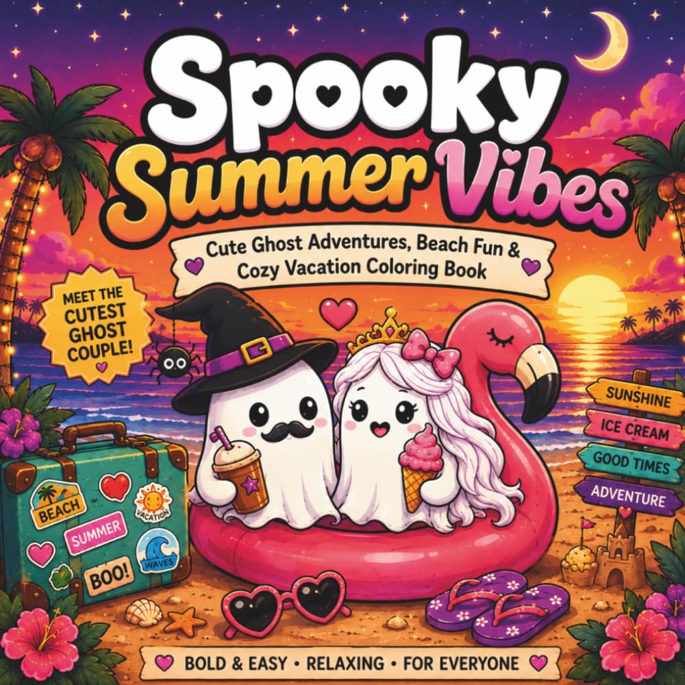 Spooky Summer Vibes: Cute Ghost Adventures, Beach Fun & Cozy Vacation Coloring Book (SUMMER VIBES Coloring Books)