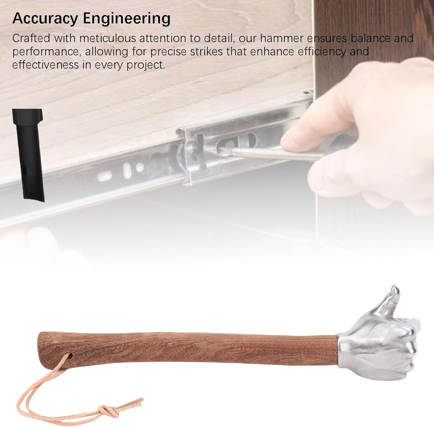 Luqeeg Hand Hammer, 13.78 Inch Stainless Steel Head Hammer Multifunctional One Piece Forged Sledgehammers with Anti Slip Wood Handle for Construction Gardening Household (Thumb Head)