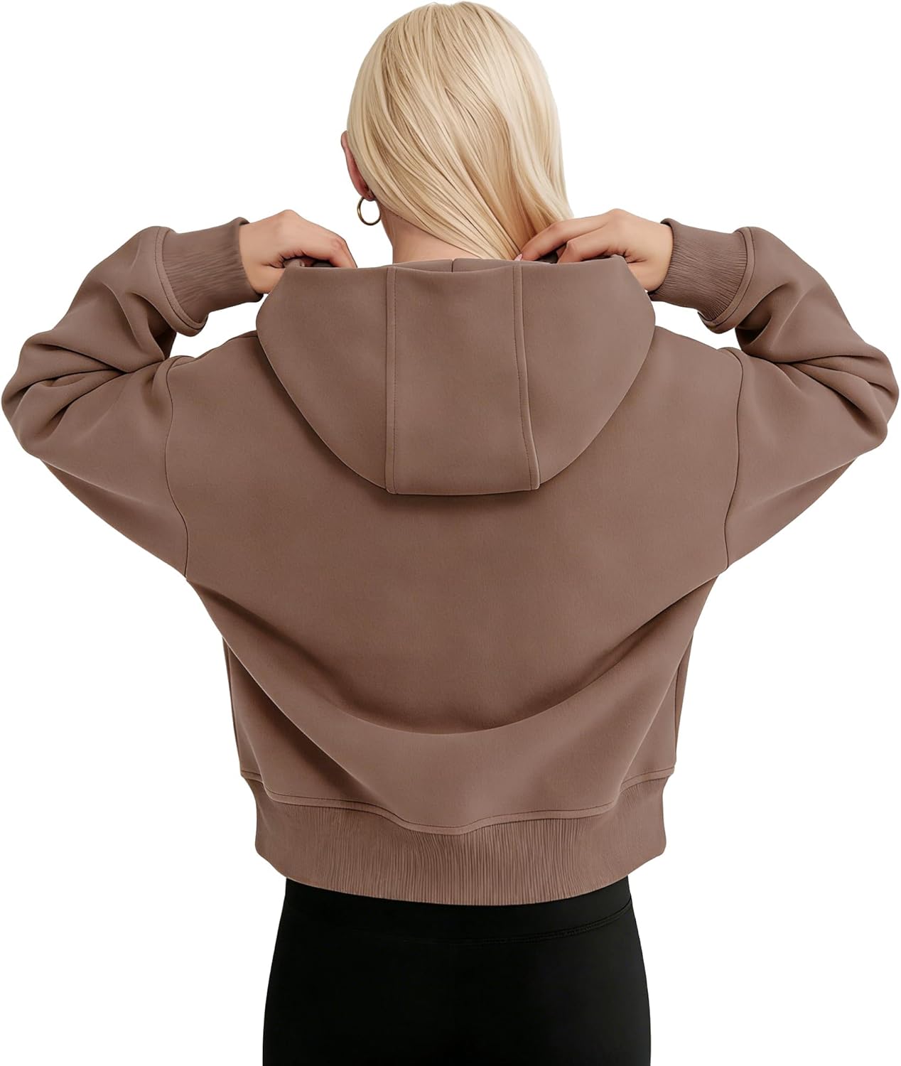 Women's Half-Zip Hoodie Casual Fleece Pullover with Pockets Oversized Fall Workout Sweatshirt - Image 4