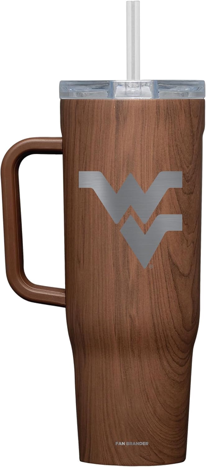 NCAA Walnut Corkcicle Cruiser Insulated Tumbler with Handle and Straw, 40 oz – Water Bottle Keeps Beverages Cold for 20 Hours with Etched Logo (Air Force Falcons)