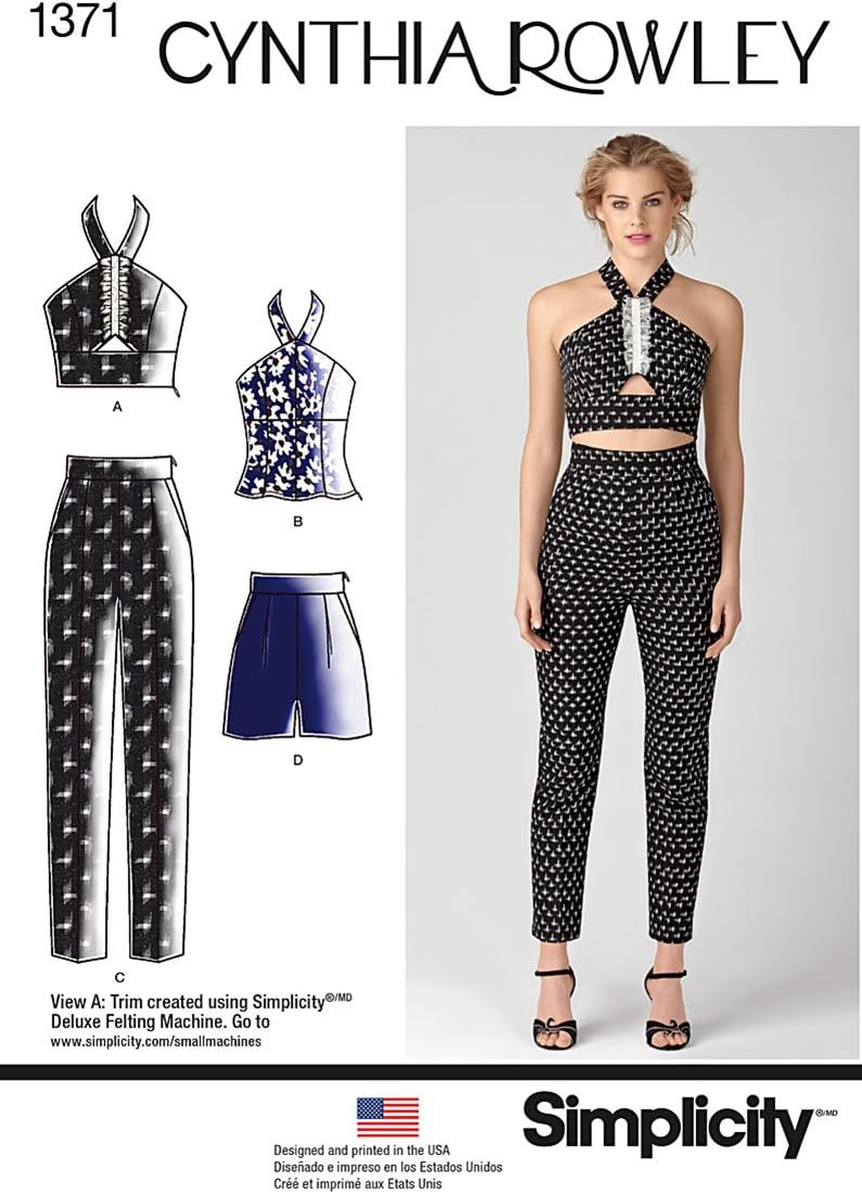 Simplicity Cynthia Rowley Designs Pattern 1371 Misses Tops, Pants and Shorts, Sizes 4-6-8-10-12