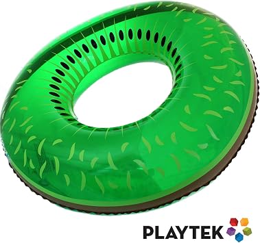 Playtek Giant Pool Float Ring, Large Round Green Kiwi Swim Tube, Durable Floats for Swimming On Beach, Pool, Water Sports