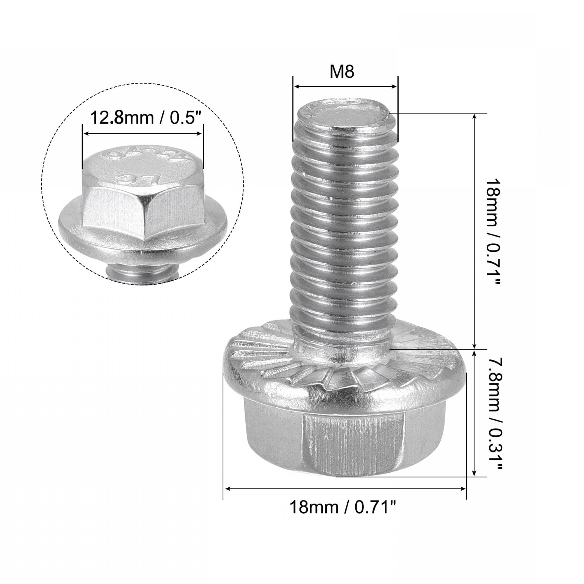 TA-VIGOR 5Pcs M8 x 18mm Hex Serrated Flange Bolts, 304 Stainless Steel Fully Threaded Metric Screws - Image 2