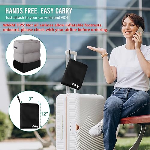Miniatura 4 de Reposapiés inflable para viajes en avión, reposapiés de viaje para vuelos en avión, reposapiés de asiento de automóvil para niños, cama de avión