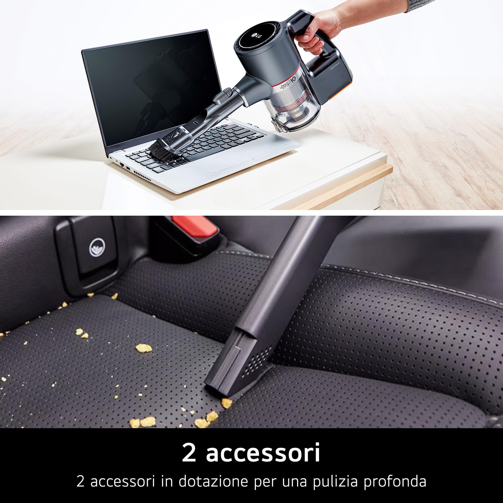 LG CordZero A9K Lite1C, Aspirapolvere senza Fili, Sistema Kompressor, 220W, Autonomia 60 min, Maxi Spazzola Parquet con LED Rivela Polvere, Wi-Fi, 2 Accessori, Filtro 5 Strati, Calming Beige