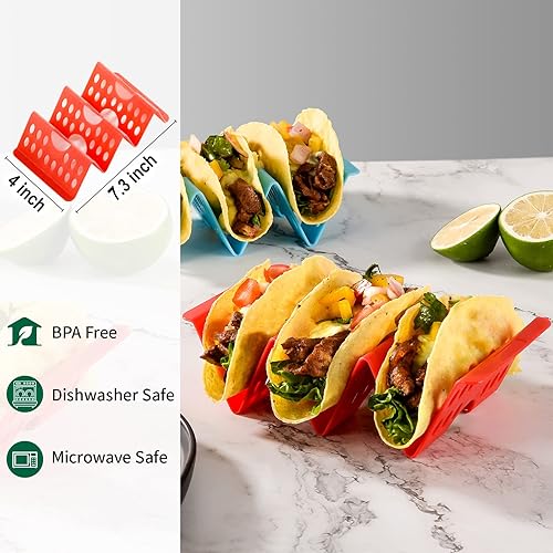 Miniatura 2 de Soporte para tacos de alta calidad, colorido juego de 6 o 4 soportes para tacos para 3 tacos para conchas blandasduras, estante para tacos de calle