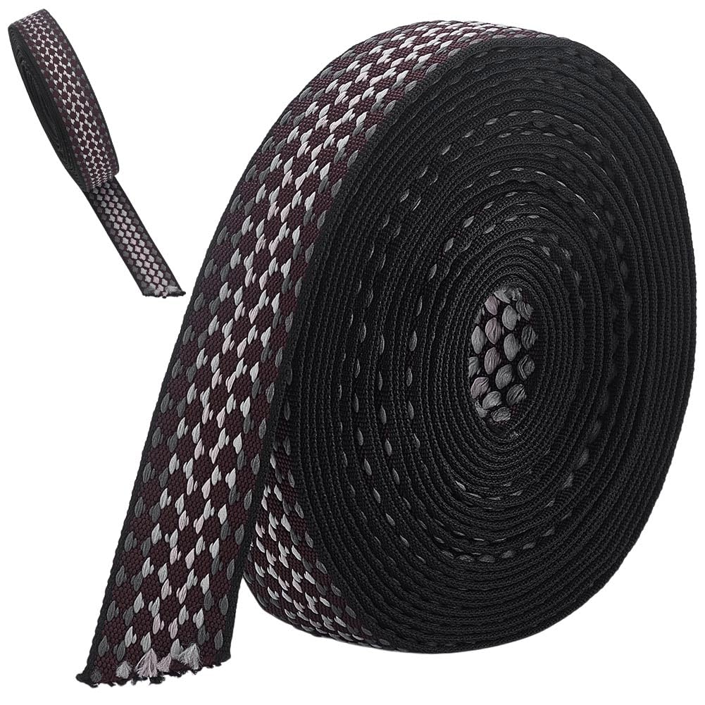 Sangle en tissu jacquard noir de 9,1 m pour poignées de sac à main