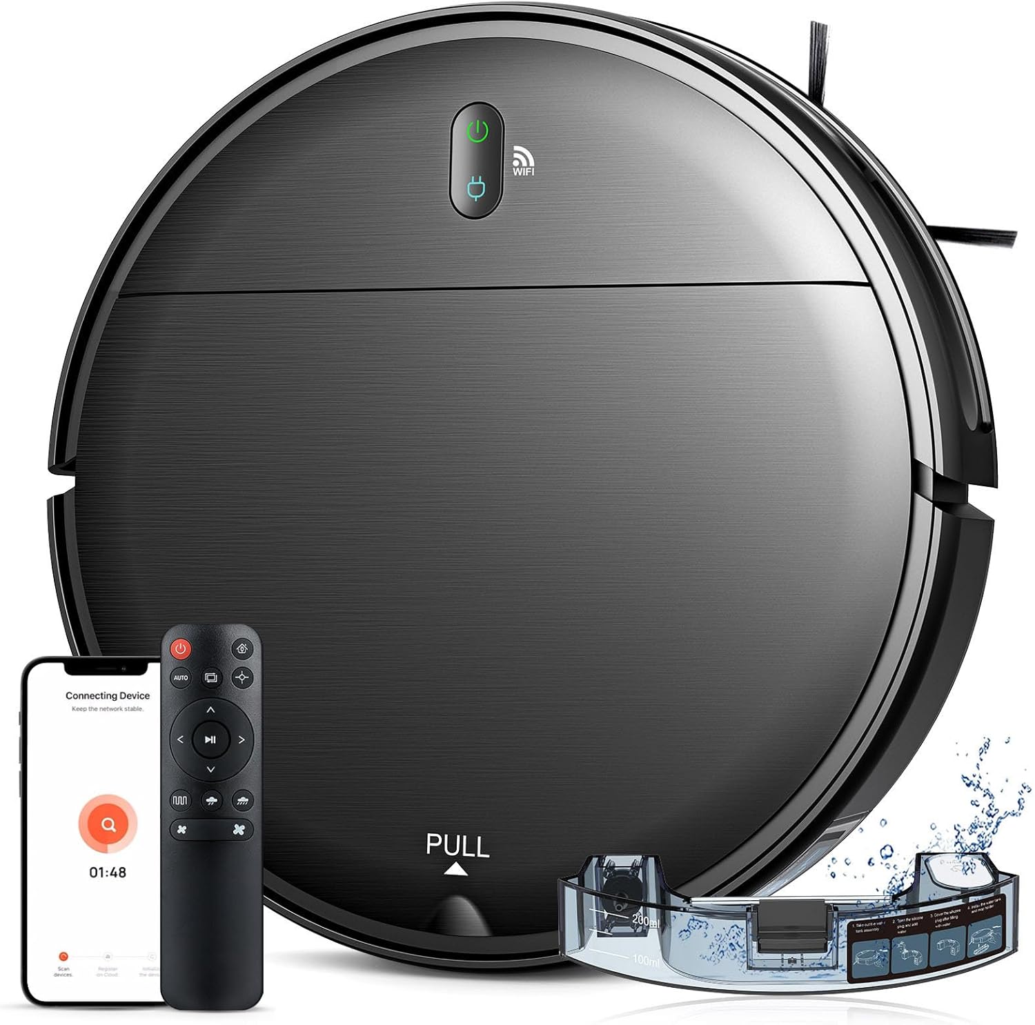Robot Vacuum and Mop Combo, 2 in 1 Robotic Vacuum Cleaner with Schedule, App/Alexa/Voice Control, Slim 2.87", Self-Charging, Strong Suction & Long Runtime, Ideal for Hard Floor, Pet Hair, Carpet