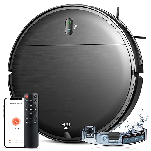 Robot Vacuum and Mop Combo, 2 in 1 Robotic Vacuum Cleaner with Schedule, App/Alexa/Voice Control, Slim 2.87", Self-Charging, Strong Suction & Long Runtime, Ideal for Hard Floor, Pet Hair, Carpet