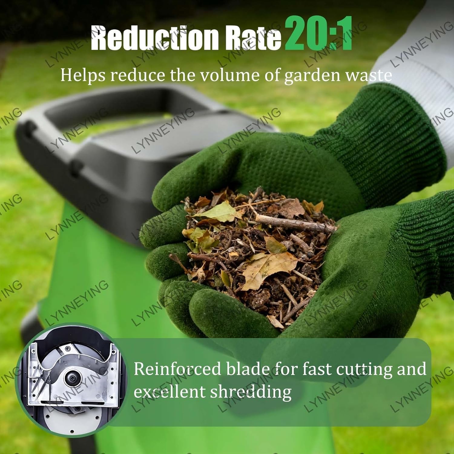 Electric Wood Chipper, 2800W Garden Shredder with 45mm Cutting Diameter, 60L Collection Bag, Overload Protection, Adjustable Cutting Size, Rapid Blade System, for Branches(Normal 2400W)