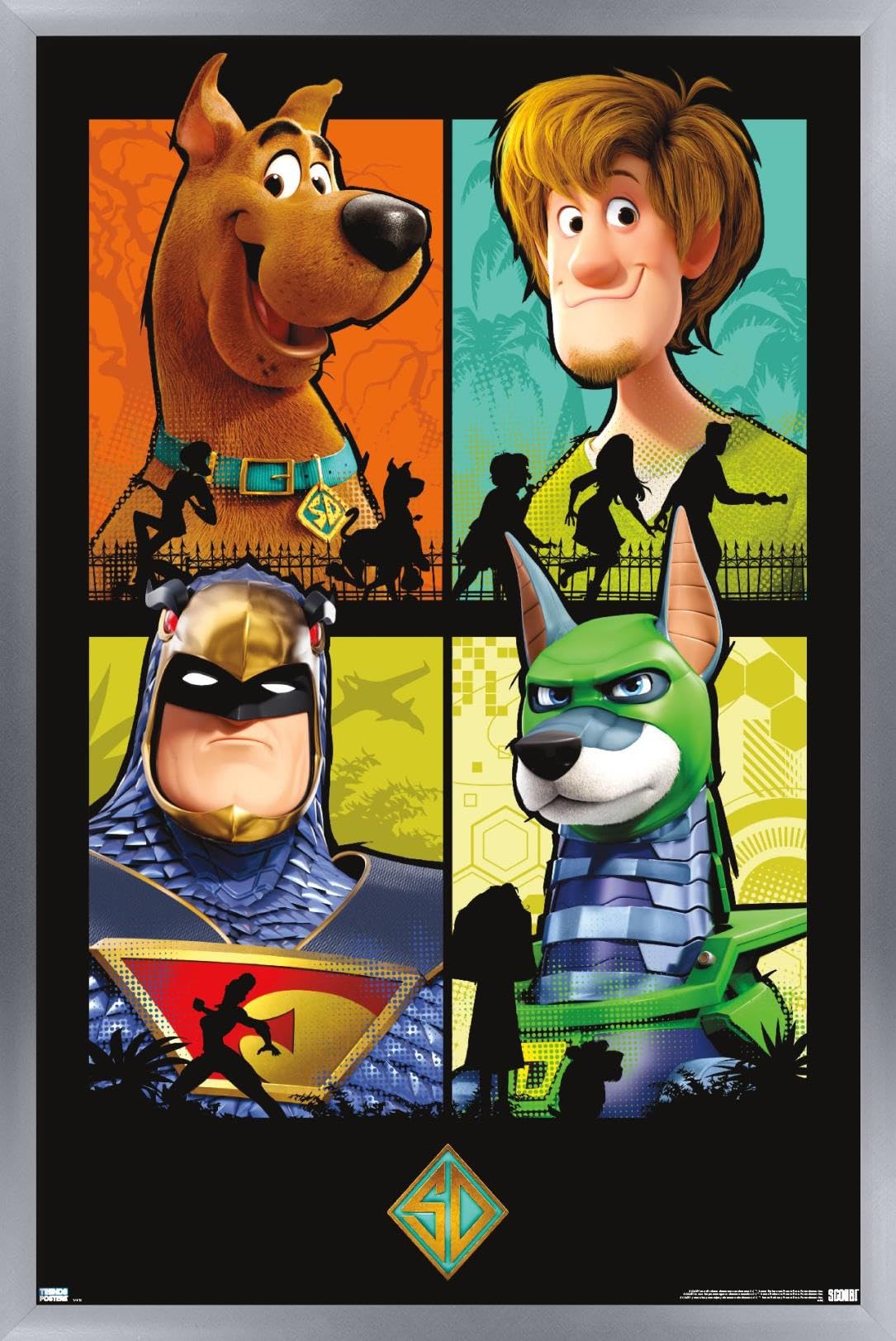 Poster mural Scooby-Doo idée cadeau anniversaire enfant version encadrée argent