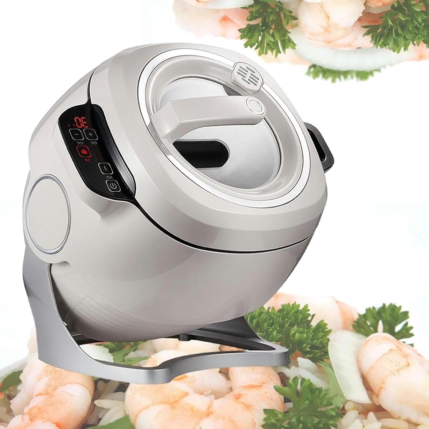 Wzglod Stir-Fry Machine Cooker, 6L Intelligent Automatic Cooking Machine with 360° Rotating & 3 Speed Adjustable, Touch Panel Cooker Robot for Home Restaurant