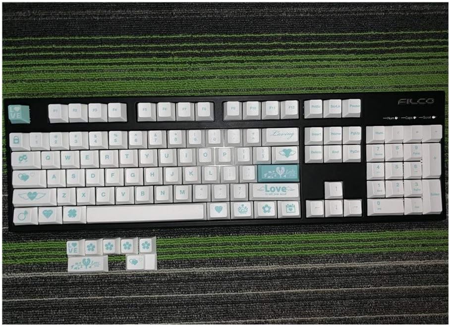 Keyboard Keycaps 111 Keys PBT Dye Sublimation Valentine's Day Theme Keycaps Mechanical Keyboard Keycaps Cherry Profile (Axis Body: Keycaps Only Color: Blue)