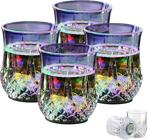 Miniatura 3 de Juego de 4 tazas LED intermitentes activadas con agua automática que cambian de color, vino, whisky, cerveza, cola, jugo, vasos de chupito, para